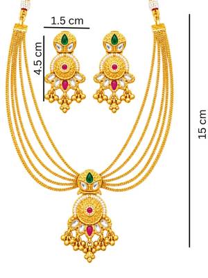 gold-plated copper multicolour layered necklace set 5