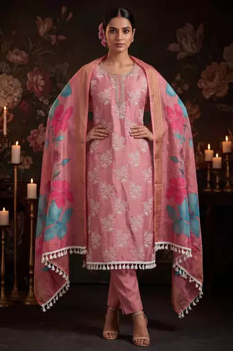 Dusty rose designer cotton silk blend salwar suit