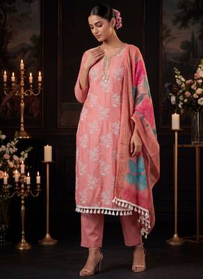 Dusty rose designer cotton silk blend salwar suit 2