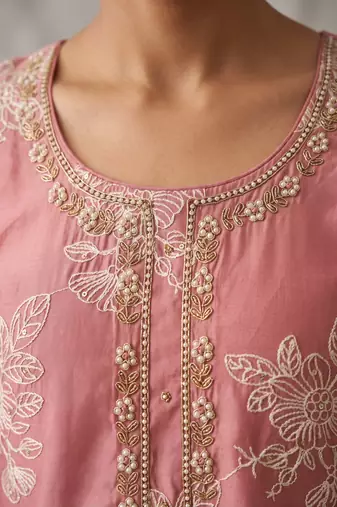 Dusty rose designer cotton silk blend salwar suit