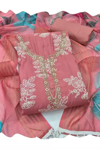 Dusty rose designer cotton silk blend salwar suit