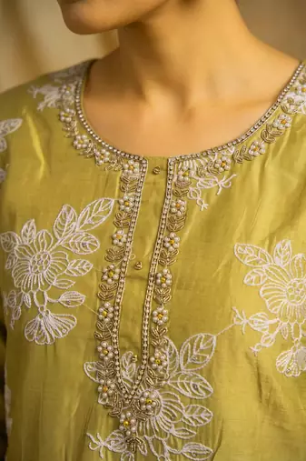 Mustard yellow designer cotton silk blend salwar suit