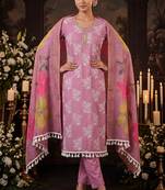Mauve purple designer cotton silk blend salwar suit