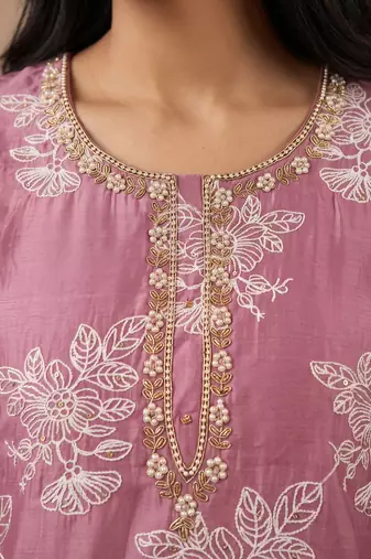 Mauve purple designer cotton silk blend salwar suit