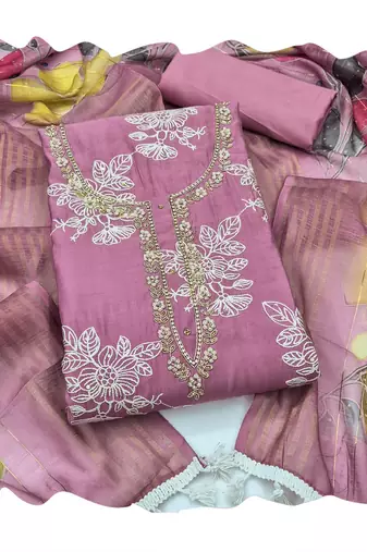 Mauve purple designer cotton silk blend salwar suit
