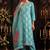 Turquoise designer cotton silk blend salwar suit