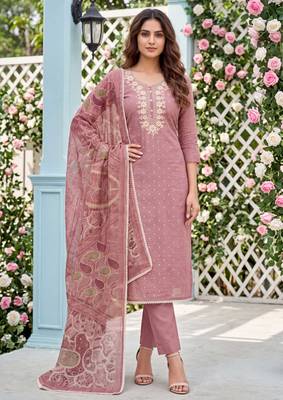 Dusty pink designer modal cotton printed salwar suit 1