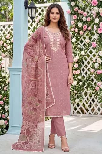 Dusty pink designer modal cotton printed salwar suit