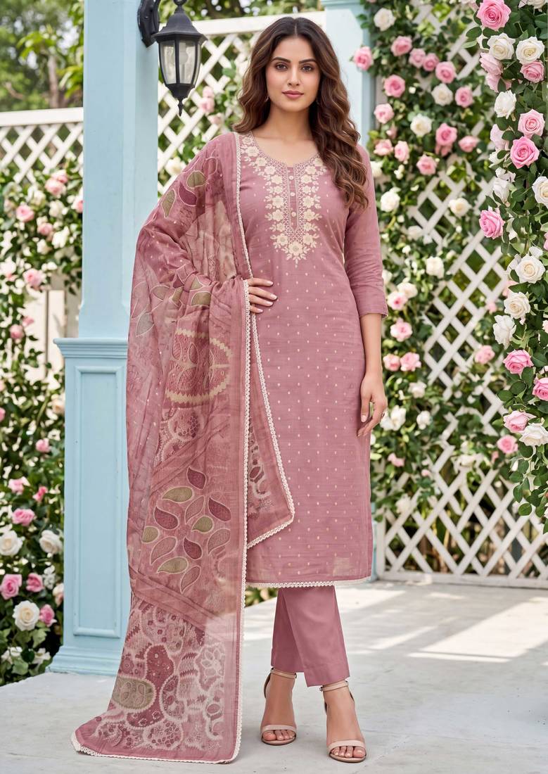 Dusty pink designer modal cotton printed salwar suit
