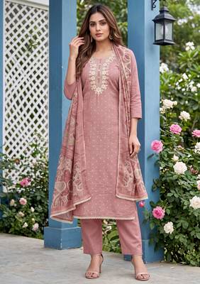 Dusty pink designer modal cotton printed salwar suit 2