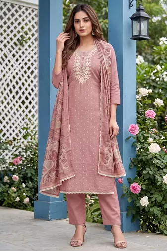 Dusty pink designer modal cotton printed salwar suit
