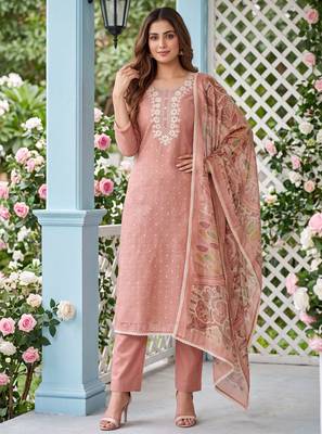 Peach designer modal cotton printed salwar suit 1