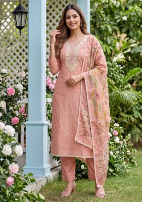 Peach designer modal cotton printed salwar suit 2