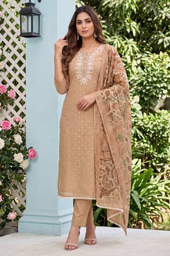 Beige designer modal cotton printed salwar suit