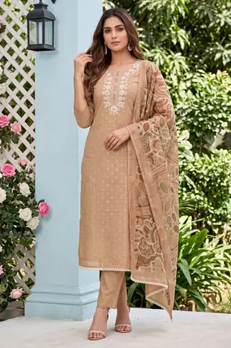 Beige designer modal cotton printed salwar suit