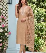 Beige designer modal cotton printed salwar suit