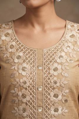 Beige designer modal cotton printed salwar suit 3