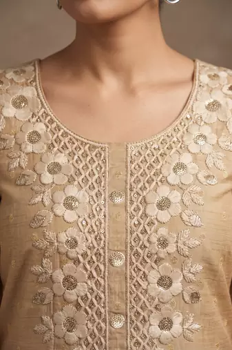 Beige designer modal cotton printed salwar suit