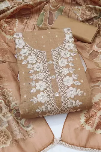 Beige designer modal cotton printed salwar suit