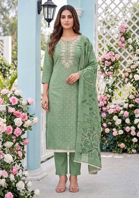 Sage green designer modal cotton printed salwar suit 1