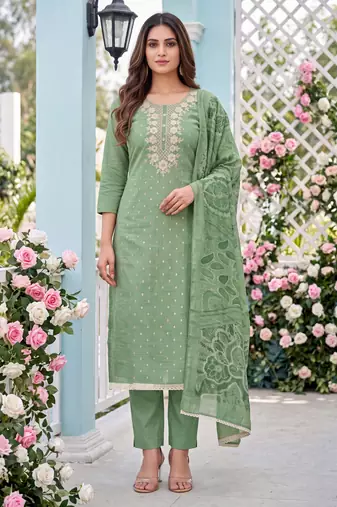 Sage green designer modal cotton printed salwar suit