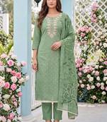 Sage green designer modal cotton printed salwar suit