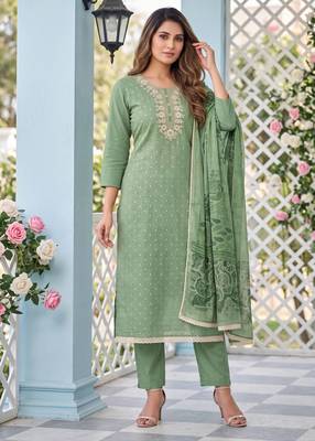 Sage green designer modal cotton printed salwar suit 2