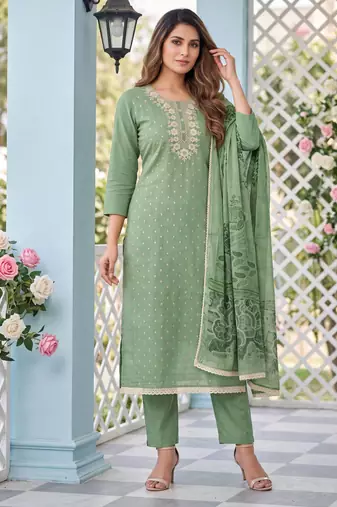 Sage green designer modal cotton printed salwar suit