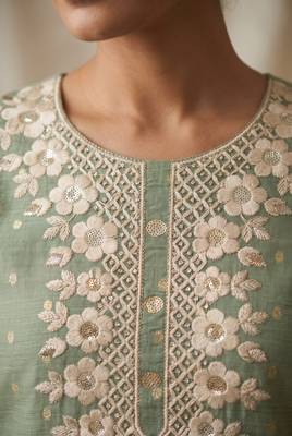 Sage green designer modal cotton printed salwar suit 3