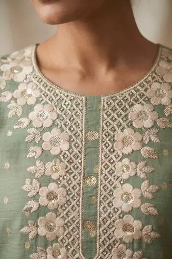 Sage green designer modal cotton printed salwar suit