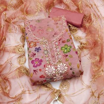 Pink designer organza handwork salwar suit with dupatta 3