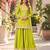 Lime green premium chinon top palazzo dupatta set