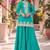 Turquoise premium chinon top palazzo dupatta set