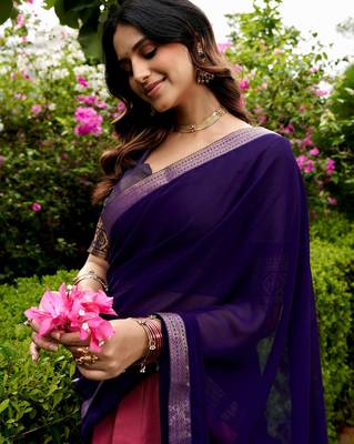 Awesome Pink Zari Weaving Silk Marriage Wear Half Saree Lehenga 5