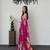 Pink color azarakh printed with all over mirror work on premium satin saree