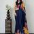Blue color azarakh printed with all over mirror work on premium satin saree