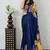 Blue color azarakh printed with all over mirror work on premium satin saree