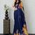Blue color azarakh printed with all over mirror work on premium satin saree