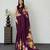 Wine color azarakh printed with all over mirror work on premium satin saree