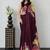 Wine color azarakh printed with all over mirror work on premium satin saree
