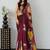 Maroon color azarakh printed with all over mirror work on premium satin saree