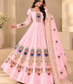 Pink  designer party wear gown pant & dupatta set