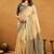 beige cotton blend saree with zari jhallar & rich pallu