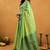 parrot green cotton blend saree with zari jhallar & rich pallu