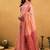 peach cotton blend saree with zari jhallar & rich pallu