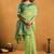 parrot green cotton blend saree with zari jhallar & rich pallu