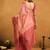 peach cotton blend saree with zari jhallar & rich pallu
