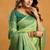 parrot green cotton blend saree with zari jhallar & rich pallu