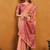 peach cotton blend saree with zari jhallar & rich pallu