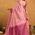 baby pink cotton blend saree with zari jhallar & rich pallu